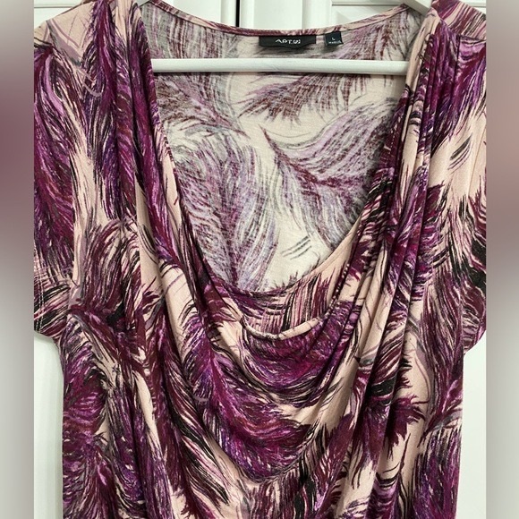 Apt 9 Women Sz Large Purple Pink Scoop Neck Short Sleeve Ruched Knit Midi Dress - Picture 5 of 13